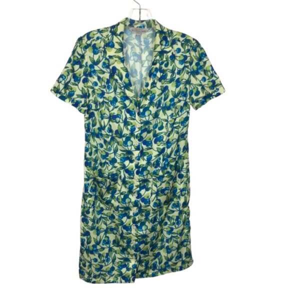 Womens Size Small J. Peterman Cherry Fruit Button-Down Shift Dress with Pockets - Picture 2 of 7